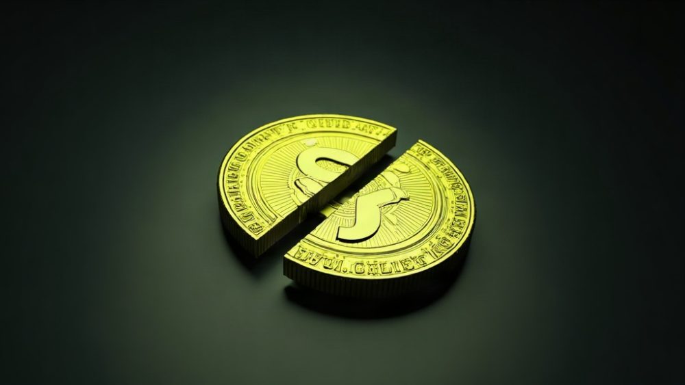 Moneda USDT partida con candado cerrado simbolizando fondos congelados