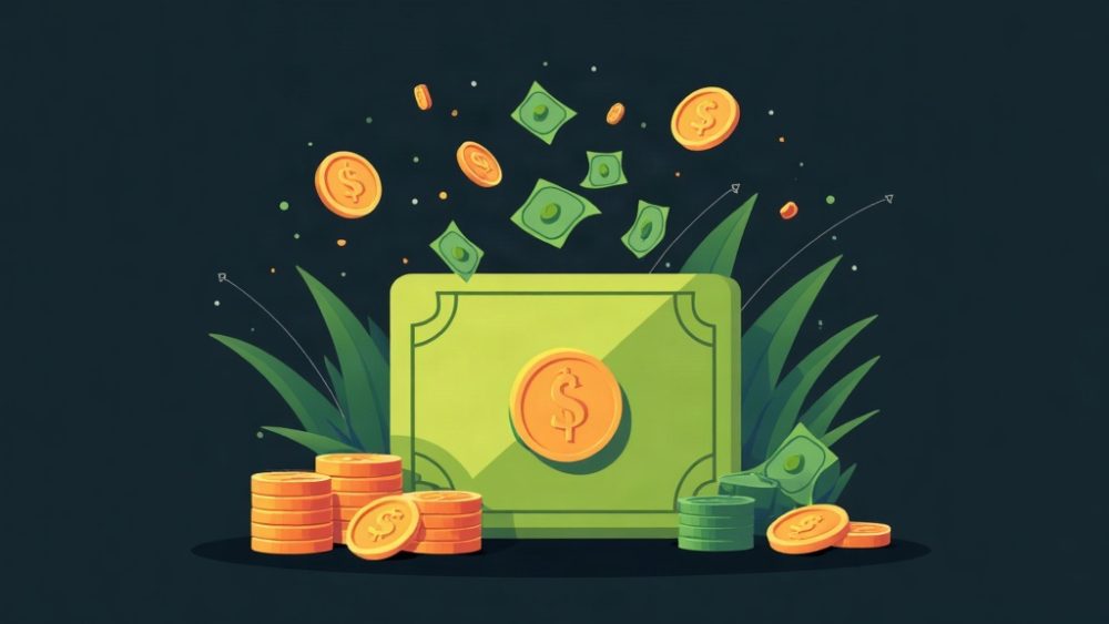 Candado roto y billetera digital perdiendo monedas
