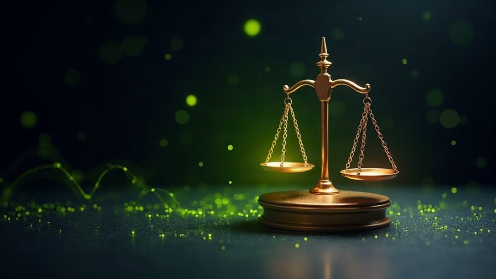 Balanza de justicia y escudo con símbolo de dólar australiano representando regulación cripto
