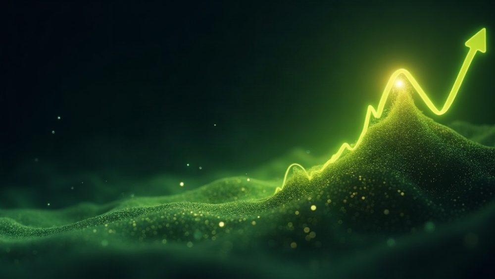 Gráfico de velas de Bitcoin con flecha ascendente cruzando $80,000