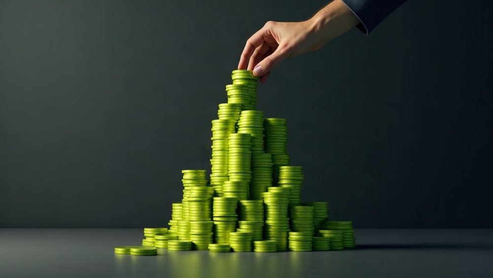 Torre de monedas ETH siendo acumuladas por una entidad corporativa