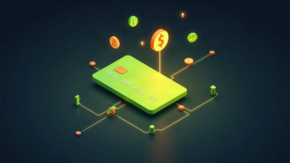 Tarjeta de pago conectada a exchange con flujo de tokens