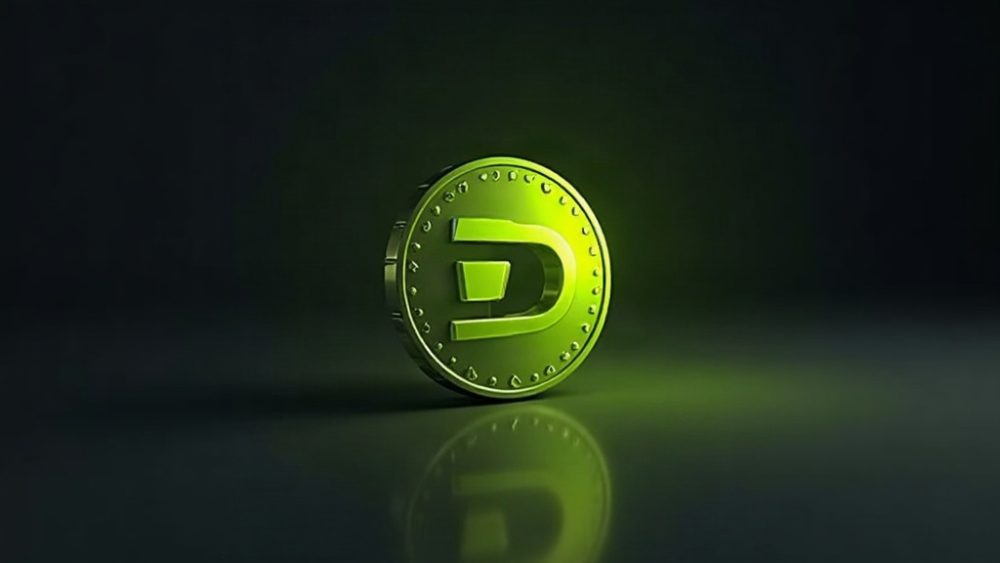 Moneda Dash con escudo de privacidad y flecha ascendente