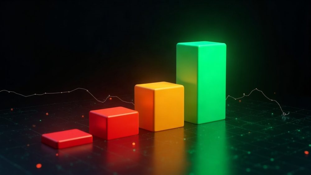 Gráfico de barras con caída roja y recuperación verde en flujos de ETF
