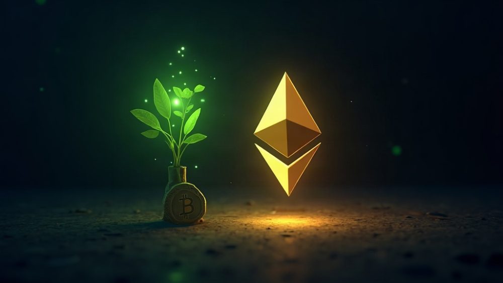 Candado roto con monedas cripto cayendo de una billetera digital