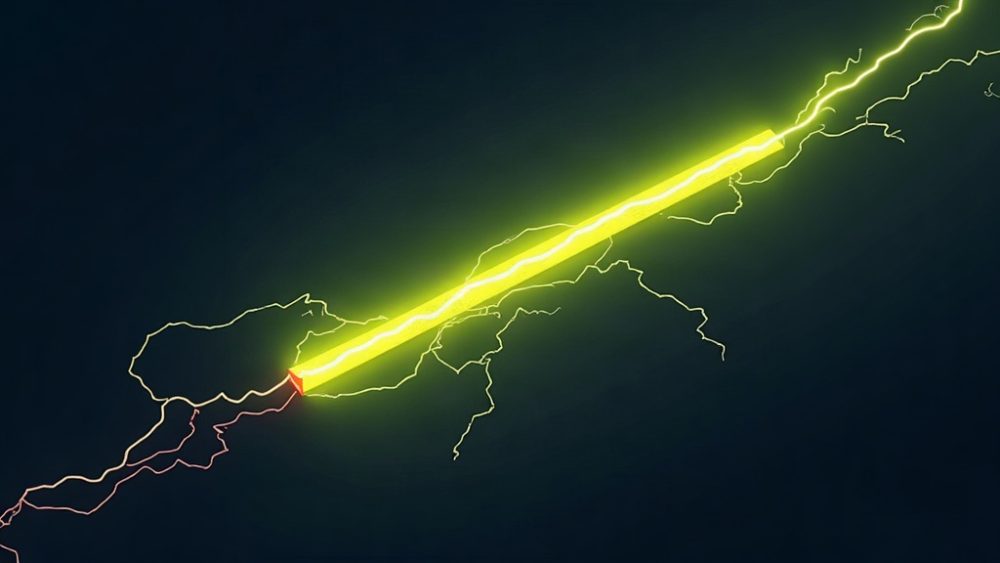 Rayo con grieta representando fallo de seguridad en Lightning Network