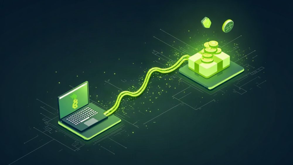 Candado roto y billetera digital filtrando tokens representando fondos hackeados en movimiento
