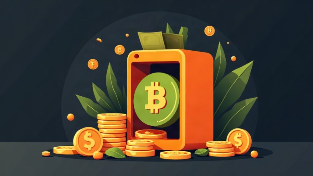 Candado roto junto a símbolo de Bitcoin y billetera digital abierta