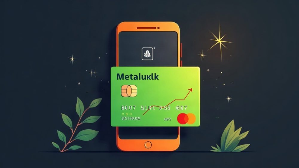 Tarjeta MetaMask Card y teléfono con saldo mUSD creciendo