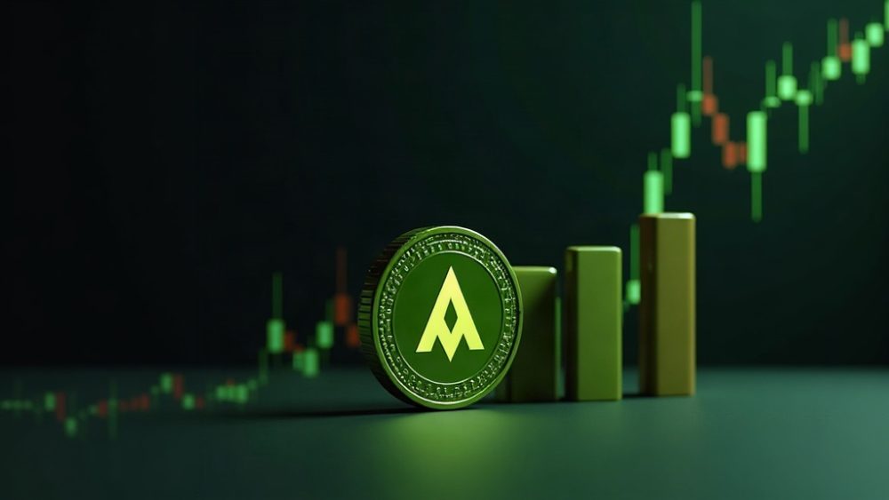 Moneda Monero rompiendo al alza sobre gráfico de velas verdes con impulso alcista