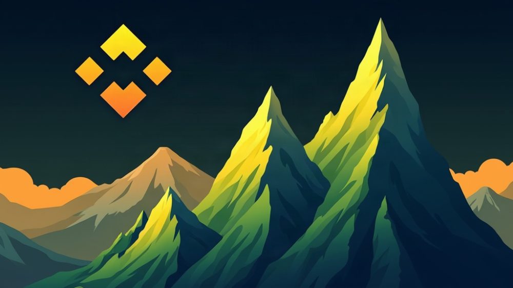 Token PONS ascendiendo con logo Binance Alpha al fondo