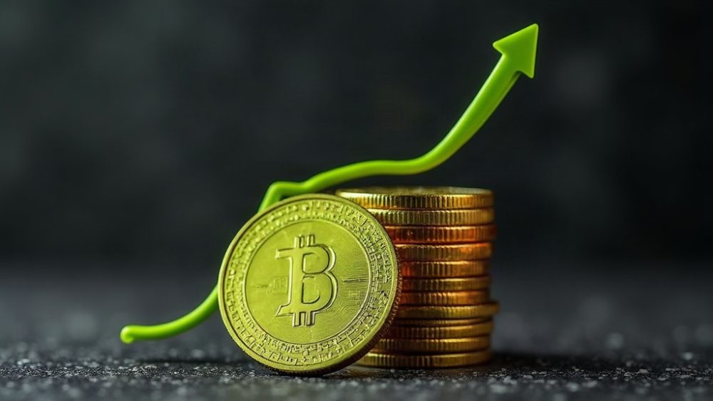 Moneda Solana con flechas mostrando inflación bajando y precio subiendo
