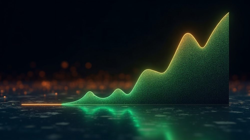 Gráfico de rendimientos del Tesoro subiendo mientras criptomonedas bajan en balanza