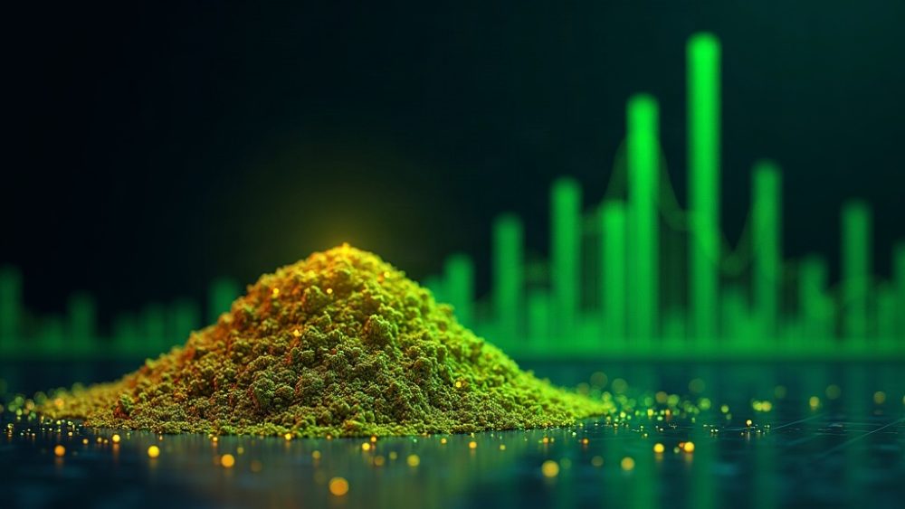 Tokens en llamas junto a gráfico de barras verdes ascendente