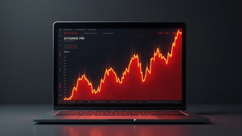 Pantalla de exchange bloqueada con candado rojo y balanza de justicia